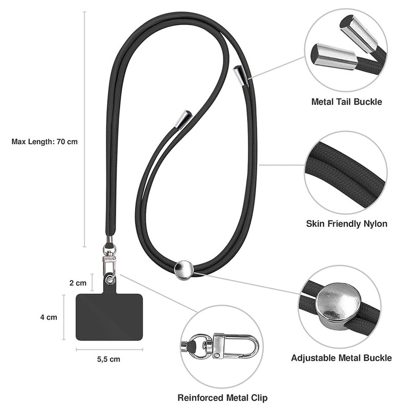 TBOC T B O C Cell Phone Lanyard [Black] -