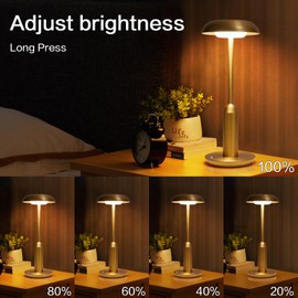 UMLAEN Cordless Rechargeable Table Lamp, 3 Color Stepless Dimming Touch Lamp with Memory Function, for Restaurant Home Dining Kitchen Outdoor Patio