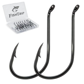 FishTrip 50/100 Pack Octopus Fishing Hooks - Offset Beak Circle Hooks for Fish Hooks Saltwater & Freshwater, Live Bait Fish Hook Black for Rigs Catfish, Bass Tuna, Walleye, Trout