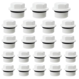 CONNECTION Pack of 30 Sealing Caps, 1/2 3/4 1 Inch Threaded Plugs with Washer, Water Pipe, Blanking Plugs, Plastic Hose Caps, Hexagonal Pipe Caps for Sealing Pipe Ends, Taps