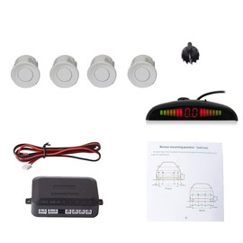 Cocar Auto Reverse Parking Sensor Kit with 4 White Rear Parking Sensors, LED Display & Beep Warning - Universal Reversing Sensor Kit for Cars & Vans, Easy Installation, Weatherproof Design