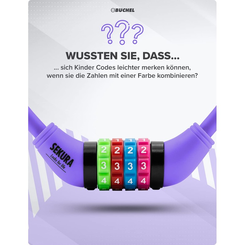Büchel Sekura Children's Combination Lock 120 cm with Coloured Cover