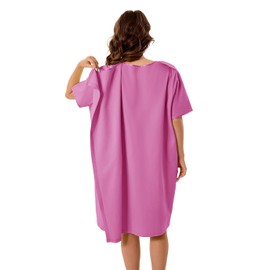 voeeron voeeron Hospital Gowns for Women Soft Short Sleeve Patient Gown Open Back Snap Adaptive Clothes with Pockets (Pink,S)
