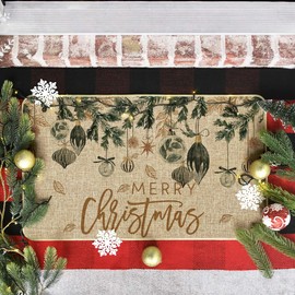 Artoid Mode Xmas Tree Ornament Merry Christmas Doormat, Winter Low-Profile Switch Rug Home Decor Door Mat Floor Mat for Outdoor Indoor 17x29 Inch