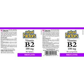 Natural Factors - Vitamin B2 Riboflavin 100mg, Support for Energy & Normal Metabolism, 90 Tablets