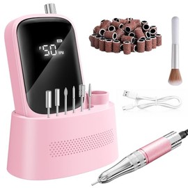 Wea&Hea Taladro eléctrico para uñas de 50.000 RPM para uñas acrílicas y de gel, color rosa.