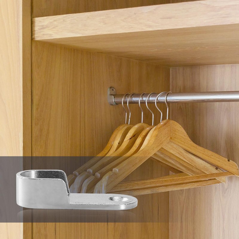 16 PCS Silver Oval Closet Rod End Supports Polished Chrome