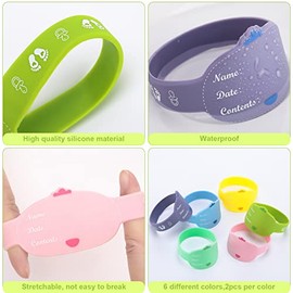 Etiquetas para biberones de bebé para guardería, 12 piezas, reutilizables de silicona, para guardería, impermeables, bandas para nombres de botellas de bebé, etiquetas esenciales para el cuidado del día, 6 colores