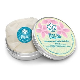 FLOR DE JAGUAR | Shampoo y Jabón corporal en barra (2 en 1) 70g | Limpia, nutre y hace espuma | Aroma lavanda con quinoa + jojoba + proteína de arroz para una hidratación profunda | Libre de químicos y parabenos I Ideal para niños y adultos
