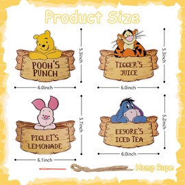 MEMOVAN Winnie Party Drink Label for The Pooh Baby Shower Decorations Winnie Food Labels Food Signs Winnie Centerpieces Sticks for Winnie Birthday Party