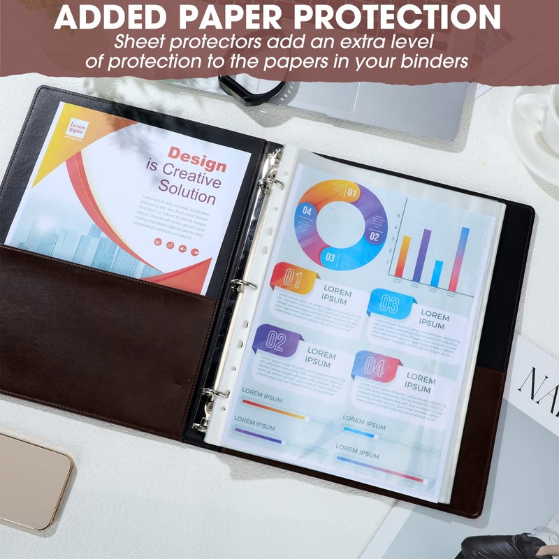 Marspark 2 Pcs Vintage Hardback 3 Ring Binder Professional Leather