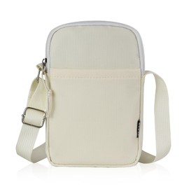 AdiStylinno Crossbody Phone Bag for Women, Small Canvas Cell Phone Shoulder Bags with Adjustable Nylon Strap, Fashion Lightweight Phone Purses Mini Crossbody Bags for Shopping Travel (Beige)