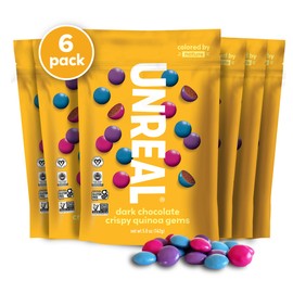 Unreal Dark Chocolate with Crispy Quinoa, Zero Sugar Alcohols, Non-GMO, 5 Oz (Pack of 6)