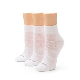 No Nonsense Women’s Cushioned Mesh Quarter Top Ankle Socks - Premium Comfort for Women, New White - 3 Pair Pack, 4-10