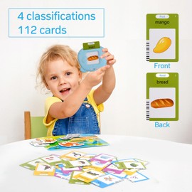 Vesaneae Sprechende Flash Karten Englisch, Kinder Lernkarten mit 112 Blätter 224 Wörter, Lernspielzeug Englisch Lernen für Kinder, Vorschulkinder Geschenk, Lernspielzeug für Kinder 1-7 Jahre