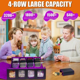 Tiff-K 3200+ MTG Commander Deck Box,TCG Deck Box Trading Card Storage Box with Window Dice Tray, MTG Deck Box Storage Organizer with 4 Card Sleeves & 4 Supporters & 30 Dividers, Black Purple