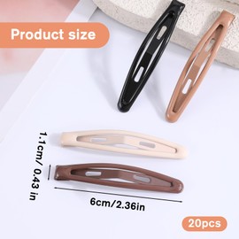 Qianyu 20 PCS Metal Hair Barrettes for Women Color Mixing Snap Hair Clips 2.36 Inch Simple Flat Hairpins Oval Side Non Slip Hair Accessories for Girls Thin Thick Fine Long Short Hair Styling