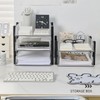 RHONZHAO Clear Stackable Paper Tray, 2-Tier Desk Organizer for Office