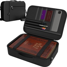 DEHITE Bible Case for Men and Women – Bible Bag – Grey Large Size – Fits Book 10.1 x 7.1 x 1.9 in – Pen Slots – Zippered Pocket – Shoulder Strap – Premium Fabric – Church Christian Gift