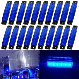 KEING Blue 3.8" 6 LED Trailer Marker Lights Sealed, LED Marker Lights Indicators Clearance Lamps 12V DC for Trucks Bus Trailer RV Cab Lorry Van UTV SUV Pickup Camper (20 Pack)