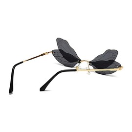Dragonfly shaped Rimless Sunglasses for Women Vintage Metal Frameless Butterfly Glasses for party Streetwear eyewear
