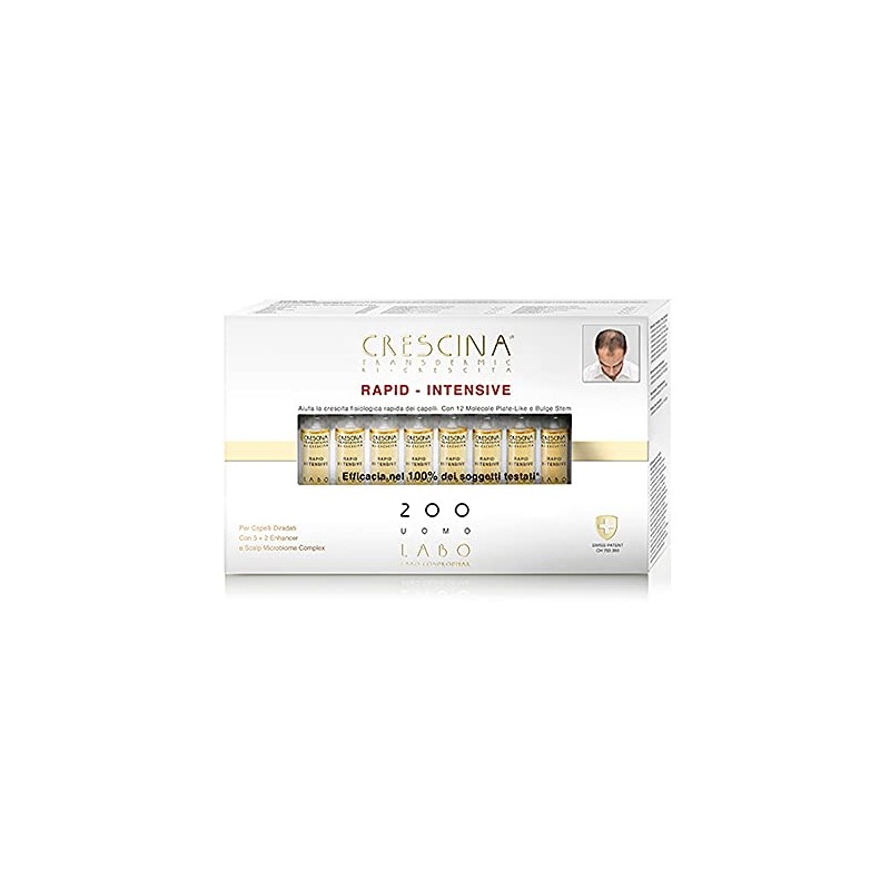 LABO Crescina Transdermic RAPID-INTENSIVE Hair Regrowth 200 Man 20 Ampoules