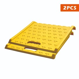Orancl 2pcs Yellow Anti Slip Portable Plastic Curb Ramp for Driveway Designed 1000 LBS
