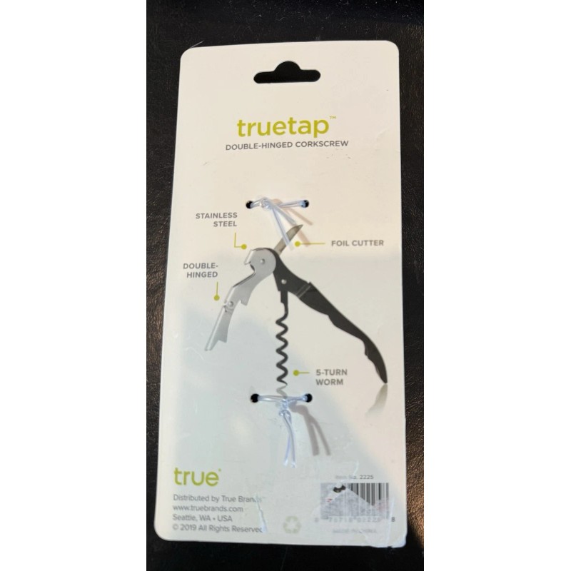 True Truetap Double Hinged Waiters Corkscrew Bottle Opener with Foil