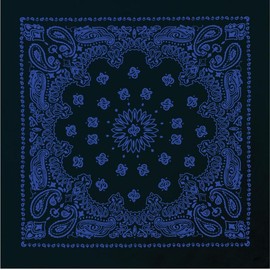 Casual Extra Large Trainmen Paisley Bandanas 27" Cotton Men & Women Fashion Accessory - Color: Black w/ Blue