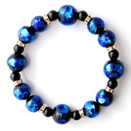 Firefly Glass Blue Bracelet Okinawa Popular Souvenir Power Stone, Glass Stone Iron Silver