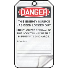 Accuform Lockout Tags, Pack of 5, Danger Do Not Operate Locked Out My Life is on The Line with Picture Insert, Tear & Water Resistant Self-Laminating PF-Cardstock with Grommets