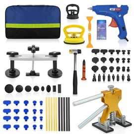 ROADGIVE Auto Body Dent Repair Tools, 75PCS Paint-Friendly Dent Removal Kit Car Dent Repair Kit, Adjustable Dent Puller Kit with Gold Dent Lifter, Bridge Puller for Car Dent Repair