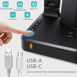 Dimmable LED Desk Lamp with Pen Holder/Organizer,Study LED Desk Lamp with USB Charging Port/Type C Port/Outlets/Storage Box/Touch,Kids Desk Reading Light for Students,Dorm Room Essential for College