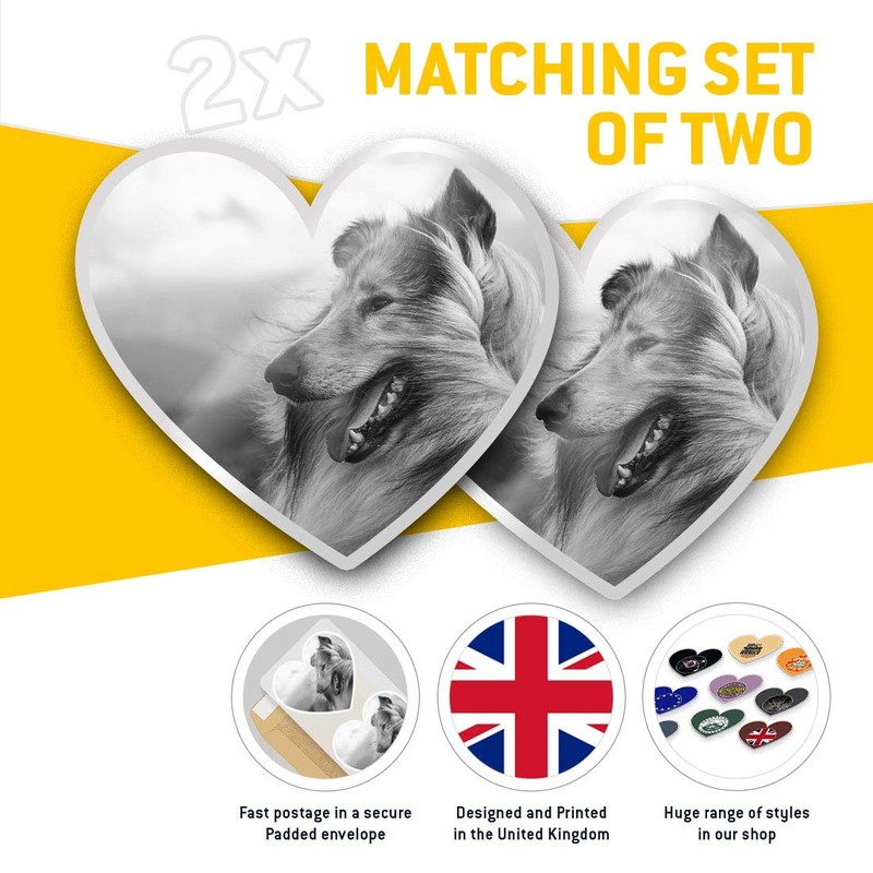 2 x 7.5cm Heart Stickers - Rough Collie Animals Pets
