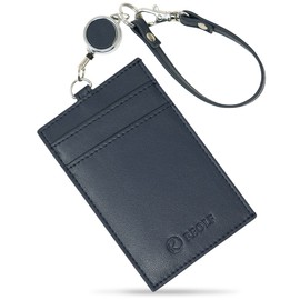 REOLF Pass Case, Commuter Holder, Built-in IC Separator, Reel Included, Double-Sided Reading, Skimming Prevention, Microfiber Leather, Women's, Men's, NAVY