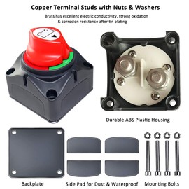 Battery Disconnect Switch Master, 12V-48V Waterproof Power Isolator On-Off Kill Switch 275Amps High Current for Car RV Marine Boat Truck ATV Vehicles