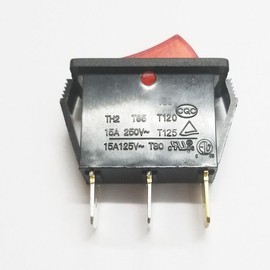 TH2 T85 T120 Red Lamp Rocker Switch 3 Pins 2 Positions 15A 125/250VAC