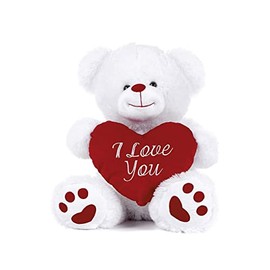 SAPPHIRE'S CHOICE Love Heart Teddy Bear,Valentines day teddy bear,White Teddy Bear Perfect Love gifts for Valentines-Mothers Day- Anniversary and Wedding,Valentines teddy (White,8”)