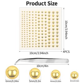 Self-Adhesive Face Gems Sticker, Fake Lip Piercing Fake Nose Stud Eyebrow Stud, Non-Piercing Nose Stud Stick on Belly Button Sticker, Fake Nose Ring Cool Punk Y2K Makeup for Women Men (gold)