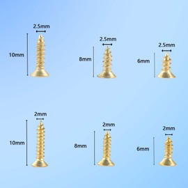 HVDHYY Small Wood Screws Small Hinge Antique Self Tapping Screws Multi-Purpose Wood Screw DIY Miniature Screw Set Gold M2/M2.5 1200pcs