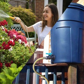 Qitdathn Rain Barrel Spigot PVC Faucet Kit Water Barrel Diverter Kit with Bulkhead Fitting,Ball Valve,Garden Hose Barb(16mm) Adapter,Pipe Clamps,Thread Seal Tape(kit for 16mm ID Hose)