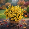 Daisy Artificial Flowers for Outdoors,Yellow Artificial Mums (6, yellow)