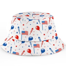 GWOWLWF Bucket Hat for Woman Man, USA Patriotic American Flag Hats, 4th of July Fisherman Sun Hat, Unisex Print Cute Funny Summer Independence Day Bucket Hats for Outdoor Vacation Fishing, USA Flag B