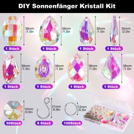 Annickee 166 Pieces Sun Catcher Crystal Craft Set Adults, Sun Catcher Crafts Adults, DIY Sun Catcher Window, Garden Decoration for Outdoor Weatherproof, Suncatcher Wind Chimes for Outdoor Hanging