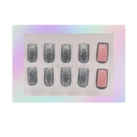 Luluizy Press On Nails Square Fake Nail Tips Glossy Finish Reusable Kit Nails Glue Adhesive Gel Sticker Cuticle Pusher 5 Accessories (Iris)