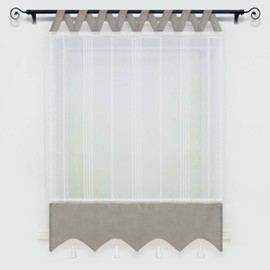 Joyswahl Catrin Linen Look Roman Blind with V Loops, Roman Curtain with Vertical Stripes and Contrasting Trim, W x H 140 x 140 cm, Grey, Pack of 1