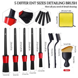 Car Detail Cleaning Brush, Car Cleaning Brush Set, Car Interior Cleaning Tools, 10 Pieces Car Detailing Brush, Car Cleaning Brush Set for Indoor and Outdoor Car Care, with Cleaning Cloth
