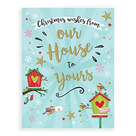 Piccadilly Greetings Modern Christmas Card Our House to Yours - 8 x 6 inches, A41291