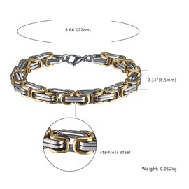 Oidea Byzantine Chain Bracelet, Silver, for Men, Stainless Steel Men's Bracelet, Bangle Charm Bracelet, Gold, Black, Stainless Steel, Gold