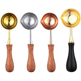 4 Pieces Wax Seal Spoon Wax Sealing Stamp Melting Spoon Big Wooden Handle Sealing Spoon Wedding Wax Seal Spoon for Sealing Wax Stamp Envelope Craft Party Invitations